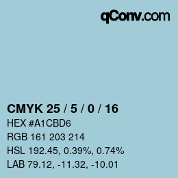 Color code: CMYK 25 / 5 / 0 / 16 | qconv.com