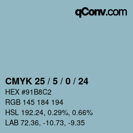 Color code: CMYK 25 / 5 / 0 / 24 | qconv.com