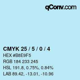 カラーコード: CMYK 25 / 5 / 0 / 4 | qconv.com