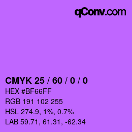 Farbcode: CMYK 25 / 60 / 0 / 0 | qconv.com