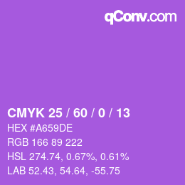 カラーコード: CMYK 25 / 60 / 0 / 13 | qconv.com
