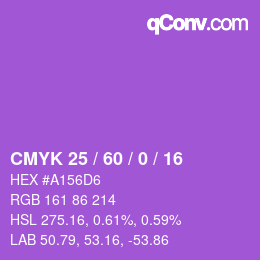 カラーコード: CMYK 25 / 60 / 0 / 16 | qconv.com