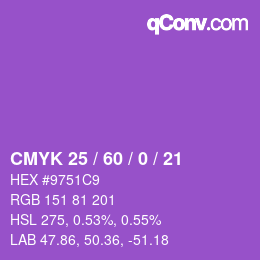 颜色代码: CMYK 25 / 60 / 0 / 21 | qconv.com