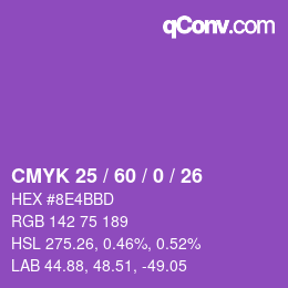 カラーコード: CMYK 25 / 60 / 0 / 26 | qconv.com