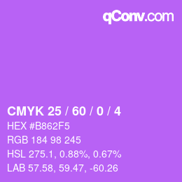 颜色代码: CMYK 25 / 60 / 0 / 4 | qconv.com
