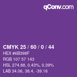 颜色代码: CMYK 25 / 60 / 0 / 44 | qconv.com