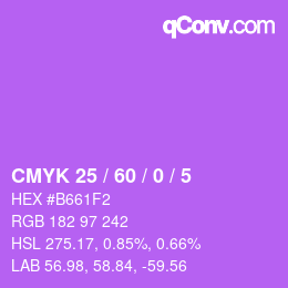 カラーコード: CMYK 25 / 60 / 0 / 5 | qconv.com