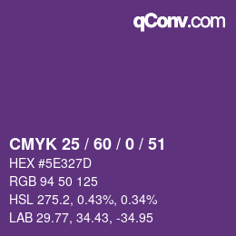 カラーコード: CMYK 25 / 60 / 0 / 51 | qconv.com