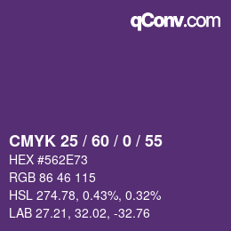 カラーコード: CMYK 25 / 60 / 0 / 55 | qconv.com
