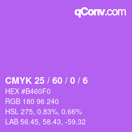 カラーコード: CMYK 25 / 60 / 0 / 6 | qconv.com