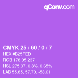 Color code: CMYK 25 / 60 / 0 / 7 | qconv.com