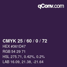 カラーコード: CMYK 25 / 60 / 0 / 72 | qconv.com
