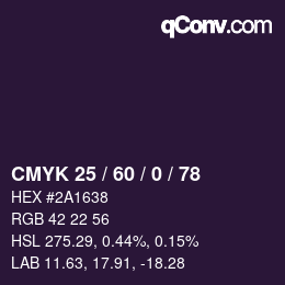カラーコード: CMYK 25 / 60 / 0 / 78 | qconv.com