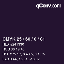 カラーコード: CMYK 25 / 60 / 0 / 81 | qconv.com