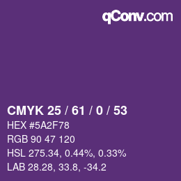 Color code: CMYK 25 / 61 / 0 / 53 | qconv.com