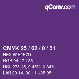 カラーコード: CMYK 25 / 62 / 0 / 51 | qconv.com