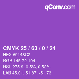Color code: CMYK 25 / 63 / 0 / 24 | qconv.com