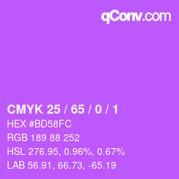 Color code: CMYK 25 / 65 / 0 / 1 | qconv.com