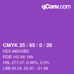 颜色代码: CMYK 25 / 65 / 0 / 26 | qconv.com
