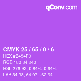 カラーコード: CMYK 25 / 65 / 0 / 6 | qconv.com