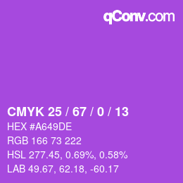 颜色代码: CMYK 25 / 67 / 0 / 13 | qconv.com