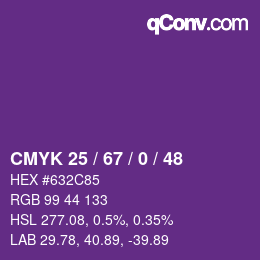 Color code: CMYK 25 / 67 / 0 / 48 | qconv.com