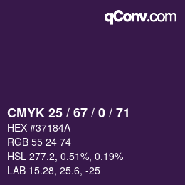 Color code: CMYK 25 / 67 / 0 / 71 | qconv.com