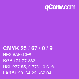 颜色代码: CMYK 25 / 67 / 0 / 9 | qconv.com