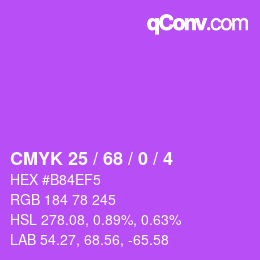 カラーコード: CMYK 25 / 68 / 0 / 4 | qconv.com