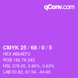 カラーコード: CMYK 25 / 68 / 0 / 5 | qconv.com