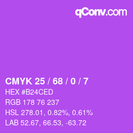 Color code: CMYK 25 / 68 / 0 / 7 | qconv.com