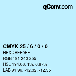 カラーコード: CMYK 25 / 6 / 0 / 0 | qconv.com