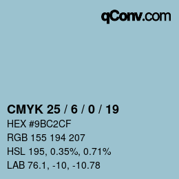 Farbcode: CMYK 25 / 6 / 0 / 19 | qconv.com