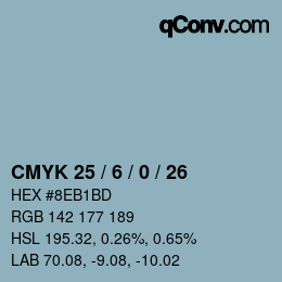 カラーコード: CMYK 25 / 6 / 0 / 26 | qconv.com