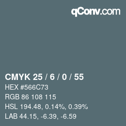 カラーコード: CMYK 25 / 6 / 0 / 55 | qconv.com