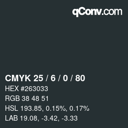颜色代码: CMYK 25 / 6 / 0 / 80 | qconv.com