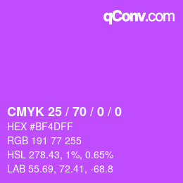 Color code: CMYK 25 / 70 / 0 / 0 | qconv.com