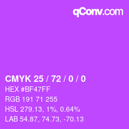 カラーコード: CMYK 25 / 72 / 0 / 0 | qconv.com