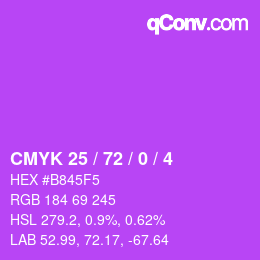 Color code: CMYK 25 / 72 / 0 / 4 | qconv.com