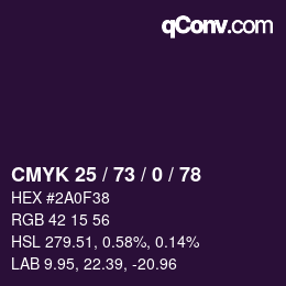 颜色代码: CMYK 25 / 73 / 0 / 78 | qconv.com