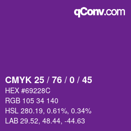 Farbcode: CMYK 25 / 76 / 0 / 45 | qconv.com