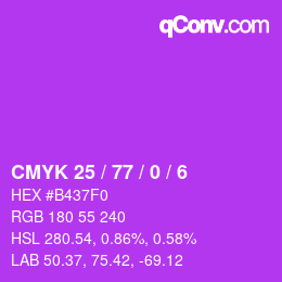 カラーコード: CMYK 25 / 77 / 0 / 6 | qconv.com