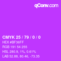 カラーコード: CMYK 25 / 79 / 0 / 0 | qconv.com