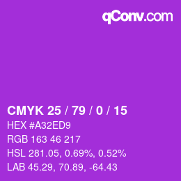 Color code: CMYK 25 / 79 / 0 / 15 | qconv.com