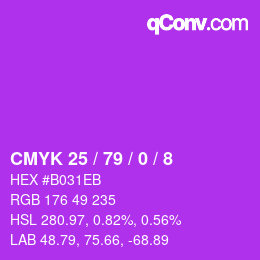 カラーコード: CMYK 25 / 79 / 0 / 8 | qconv.com