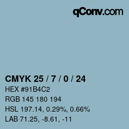 颜色代码: CMYK 25 / 7 / 0 / 24 | qconv.com