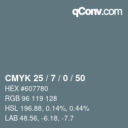 Farbcode: CMYK 25 / 7 / 0 / 50 | qconv.com