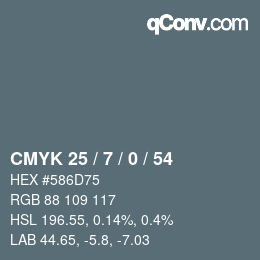Color code: CMYK 25 / 7 / 0 / 54 | qconv.com