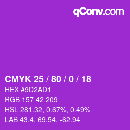 カラーコード: CMYK 25 / 80 / 0 / 18 | qconv.com