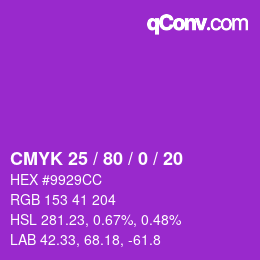 カラーコード: CMYK 25 / 80 / 0 / 20 | qconv.com
